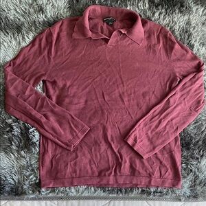 Banana Republic Burgundy Long Sleeve v-neck Polo Shirt